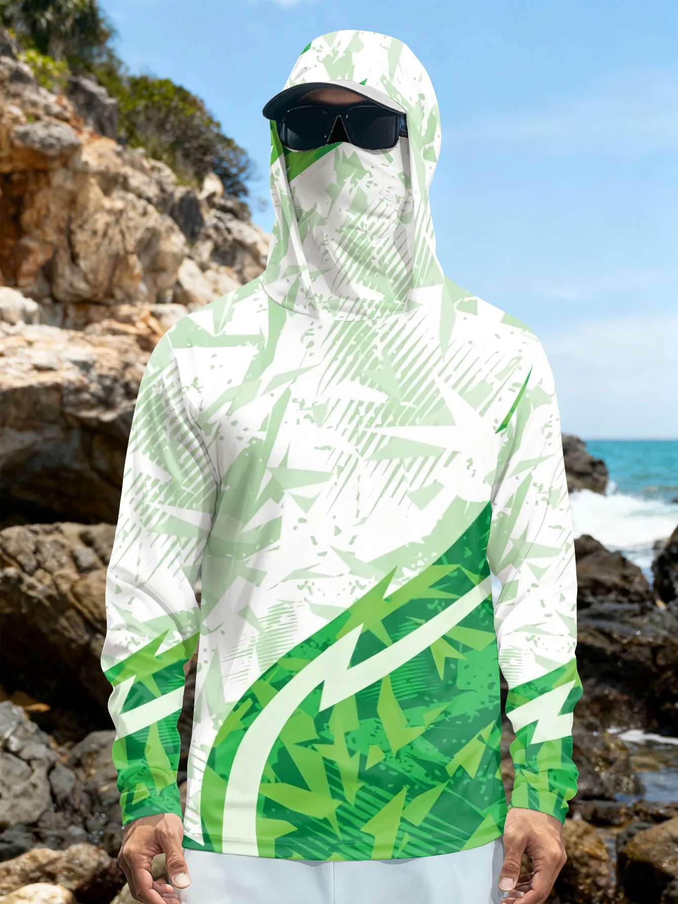 Mens Fishing Shirt Hooded UPF  - Rash Guard ulasan dan harga