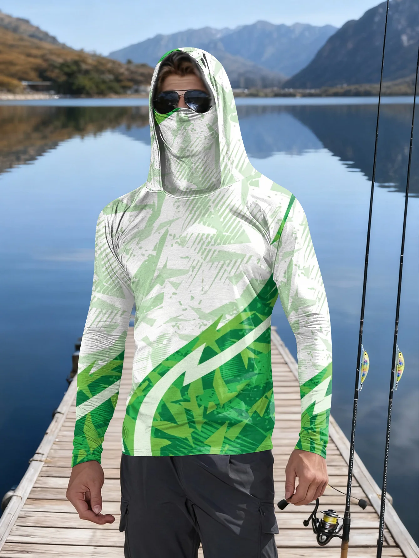 Mens Fishing Shirt Hooded UPF  - Rash Guard ulasan dan harga