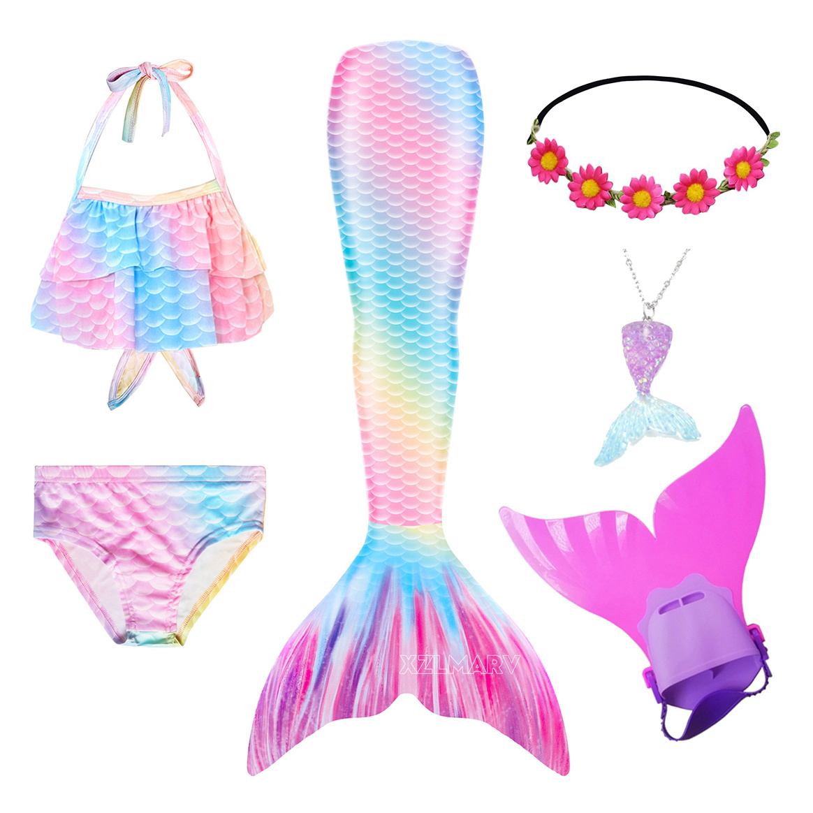 6Pcs/set Ariel Girls Swimming  - Flippers Swimming ulasan dan harga
