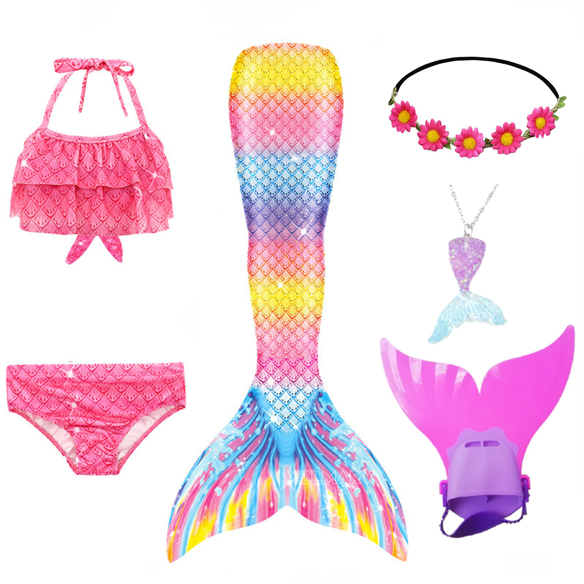 6Pcs/set Ariel Girls Swimming  - Flippers Swimming ulasan dan harga